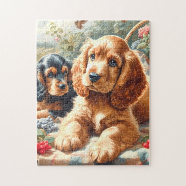 Cute Cocker Spaniel  Painting Jigsaw Puzzle (Vertical)