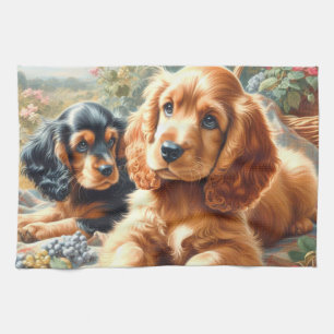 Cute Cocker Spaniel  Painting Kitchen Towel