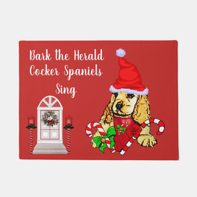 Cute Cocker Spaniel Puppy Christmas  Doormat (Front)