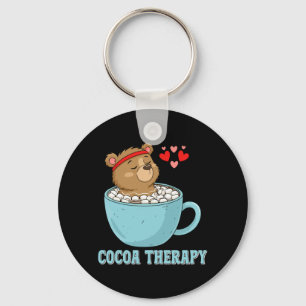 Cute Cocoa Therapy Bear Hot Chocolate Marshmallo Keychain