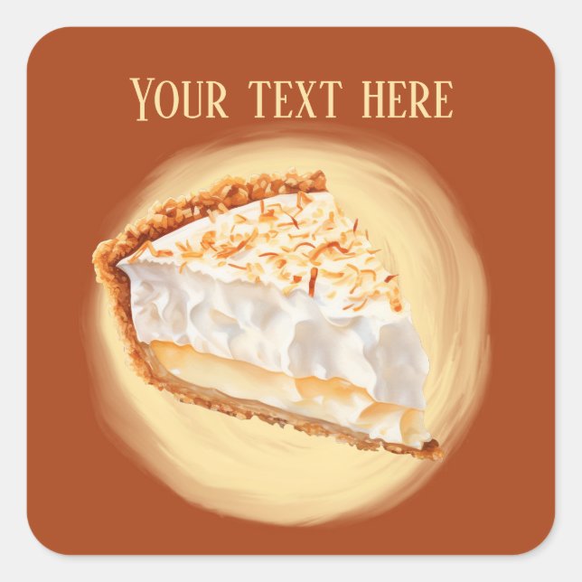 Cute coconut cream pie add message square sticker (Front)