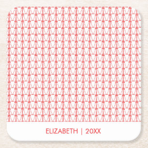 Cute Coconut Trees Silhouette Christmas Square Paper Coaster