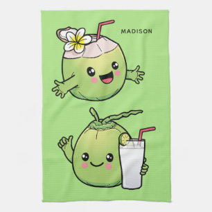 Cute Coconuts custom name Kitchen Towel