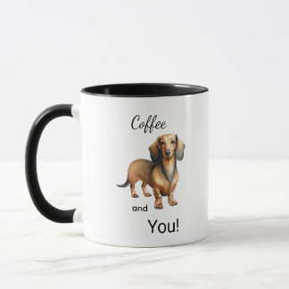 Cute Coffee And Dachshund Brown Personalize Mug