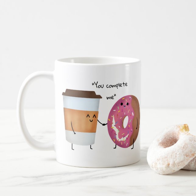 Cute Coffee and Donut Complete Couple Coffee Mug (With Donut)
