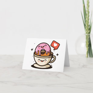 Cute Coffee and Doughnut Love  Card