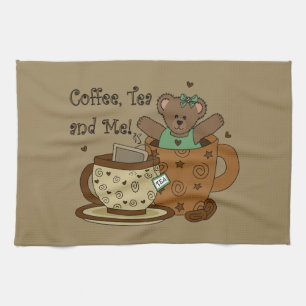 Cute Coffee and Teddy Bear Kitchen Towel