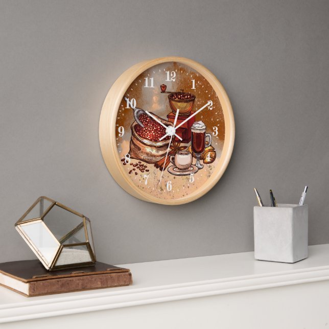 cute coffee bar decor Large Clock (Office)