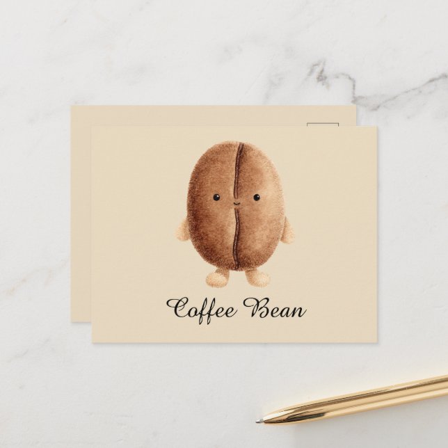 Cute Coffee Bean Postcard (Front/Back In Situ)