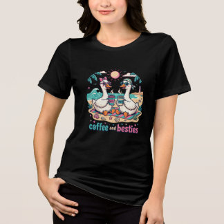 Cute Coffee Besties Beach Ducks T-Shirt Tri-Blend Shirt
