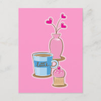 Cute coffee break with latte flowers hearts