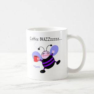 Cute Coffee Buzz Cartoon Purple Worker Bees Mug