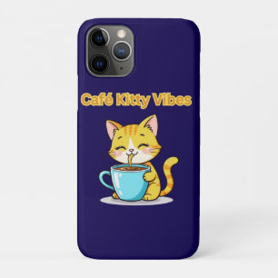 **Cute Coffee Cat – Adorable Cat Drinking Coffee I iPhone 11 Pro Case
