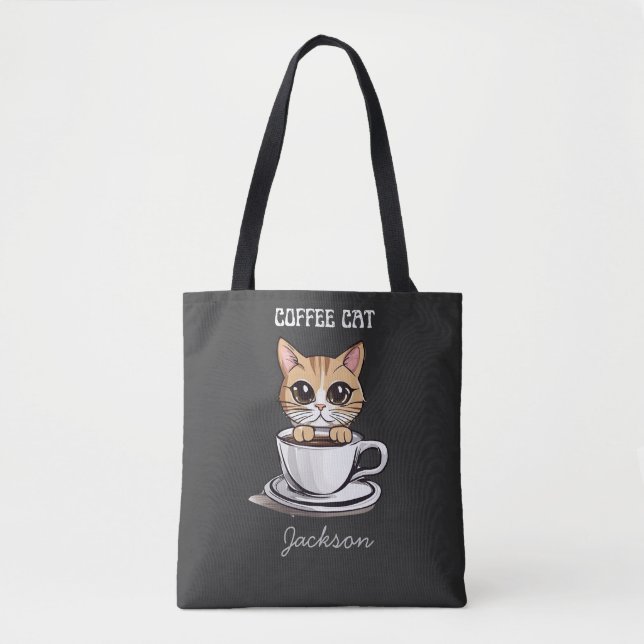 Cute Coffee Cat Funny   Tote Bag (Front)
