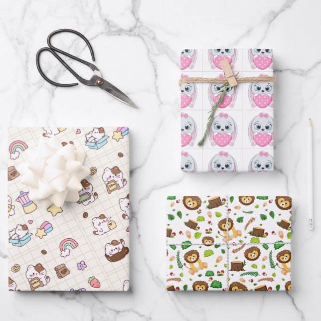 Cute Coffee Cat Wrapping Paper Sheets (Front)