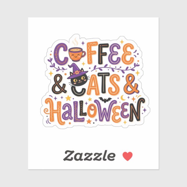 Cute Coffee Cats and Halloween Typography Spooky  (Sheet)
