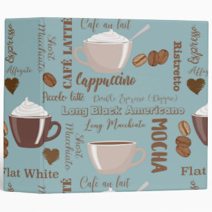 Cute Coffee Cups Cream Caffeine Grains Brown Heart Binder