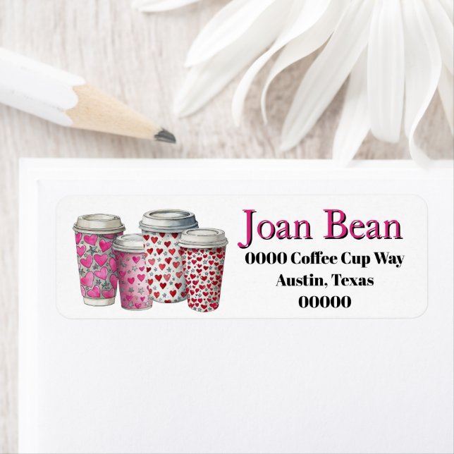 Cute Coffee Cups with Hearts in Pink and Red (Insitu)