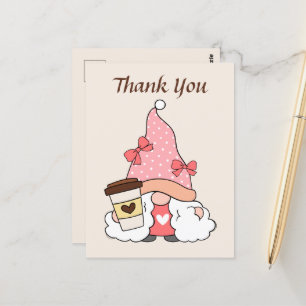 Cute coffee gnome add text thank you  postcard