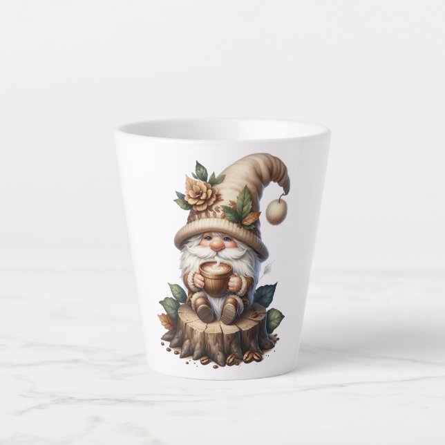 Cute Coffee Gnome Latte Mug (Front)