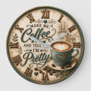 Cute Coffee Lover Large Clock