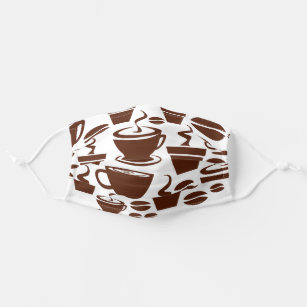 Cute Coffee Lover Mugs Cups Bean Pattern Cloth Face Mask
