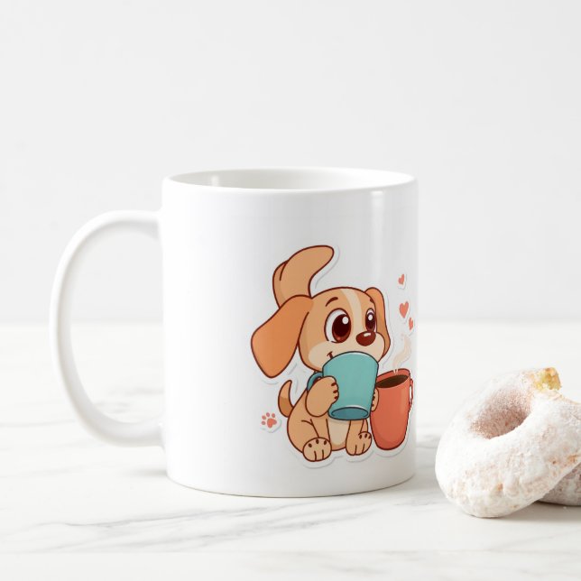 Cute Coffee Mug for Dog Lovers" (With Donut)