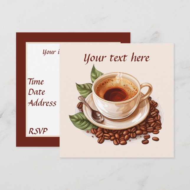 Cute coffee party add text  invitation (Front/Back)