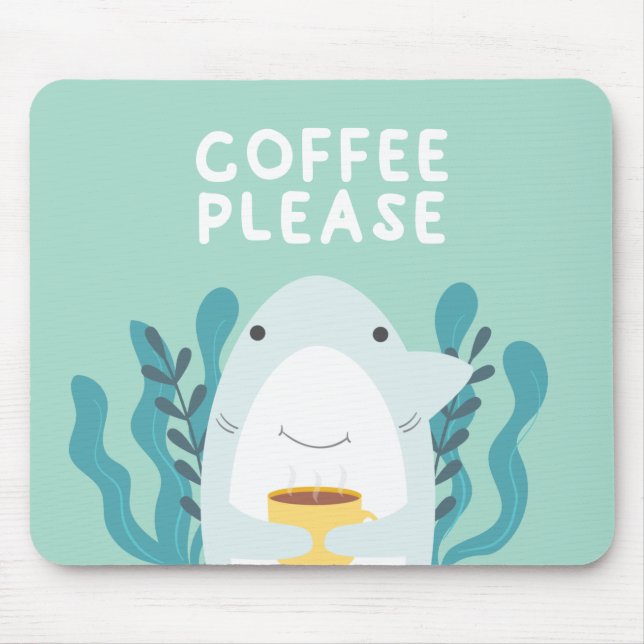 Cute Coffee Shark Mouse Pad (Front)