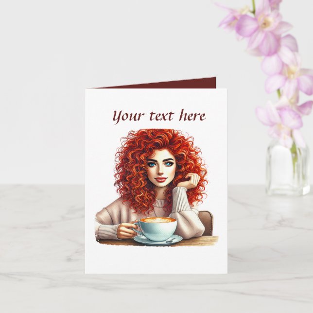 Cute coffee shop add message  card (Orchid)