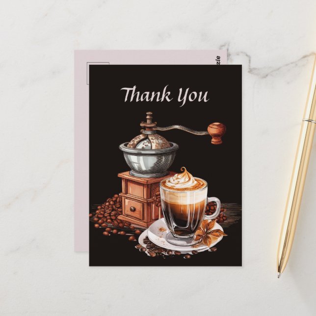 Cute coffee shop thank you or vendors postcard (Front/Back In Situ)