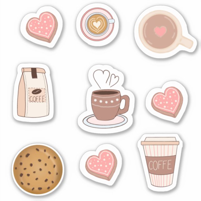 Cute Coffee Stickers - Adorable Caffeine (Front)