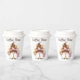 cute coffee time gnome add text Paper Cups 