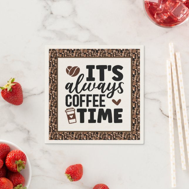 cute coffee time word art party napkin (Insitu)
