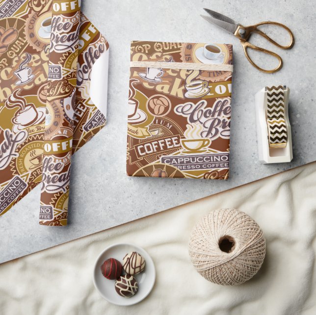 Cute coffee words party wrapping paper (Crafts)