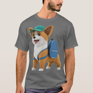 Cute Cogi Puppy Dog Backpack Baseball Cap Back To  T-Shirt