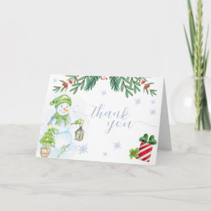 Cute Cold Outside Floral Snowman Baby Shower  Thank You Card