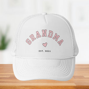 Cute Collegiate Blush Pink Grandma Custom Year Trucker Hat