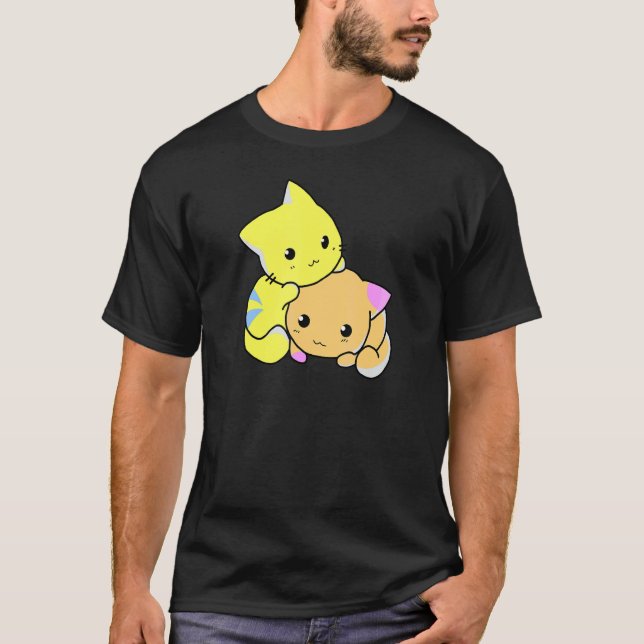 Cute Collorful Kittens Playing Cat T-Shirt (Front)