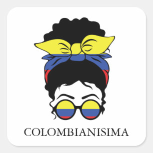 CUTE COLOMBIANISIMA Colombian Girl Flag Square Sticker