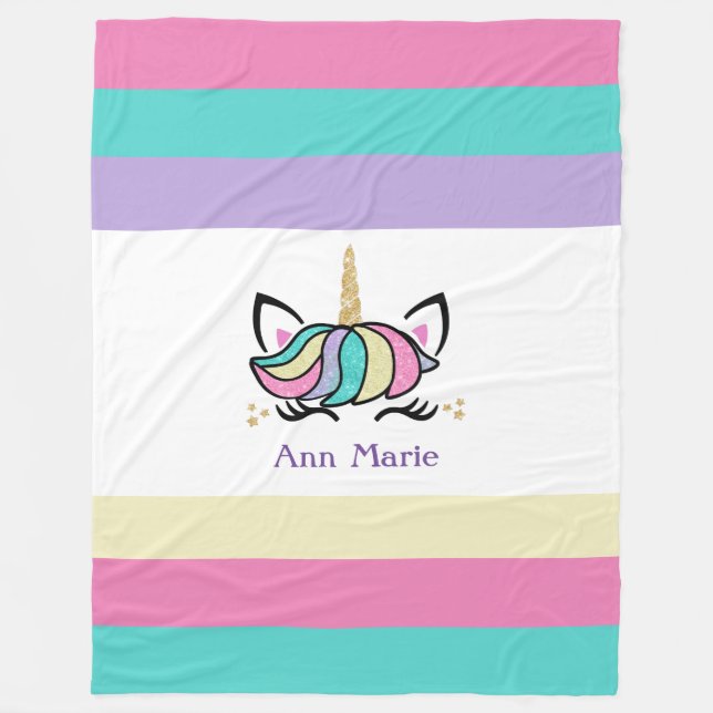 Cute Coloré Unicorn polaire couverture (Devant)