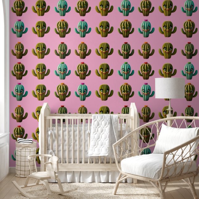 Cute colored cacti wallpaper (Kids)