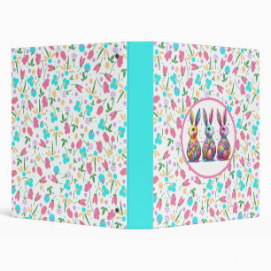 Cute, colorful 3 Easter bunny Binder