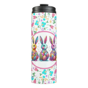 Cute, colorful 3 Easter bunny Thermal Tumbler