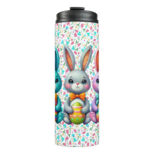Cute, colorful 3 Easter bunny Thermal Tumbler