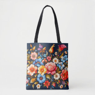 Cute Colorful Abstract Floral Design Tote Bag