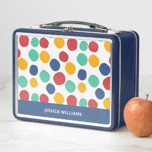Cute Colorful Abstract Polka Dot Pattern  Metal Lunch Box