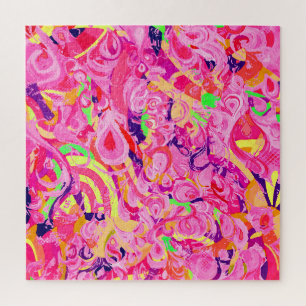 Cute colorful abstract swirls paint jigsaw puzzle
