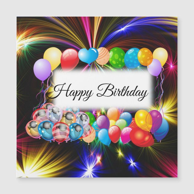 Cute, Colorful Balloons, Fireworks, Birthday (Front)