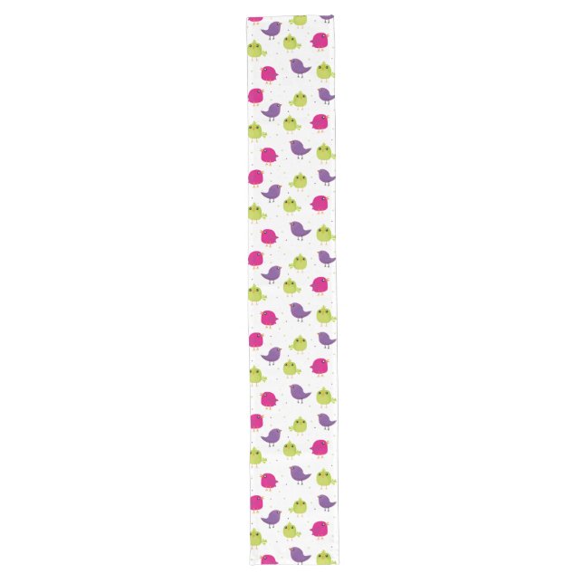 Cute colorful bird  long table runner (Front)